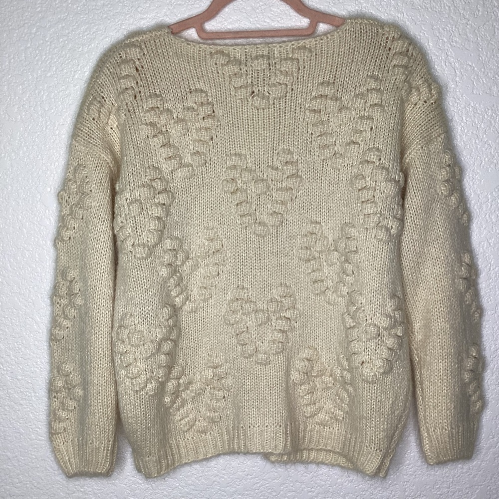 FAVLUX FASHION SIZE S IVORY CREAM KNIT‎ SWEATER BOBBLE HEARTS BOHO VALENTINES - Picture 8 of 10